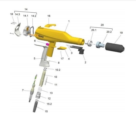 1002100 Tozla kaplama püskürtme makinesi Gema Optiselect Gm02 6m kablo ile