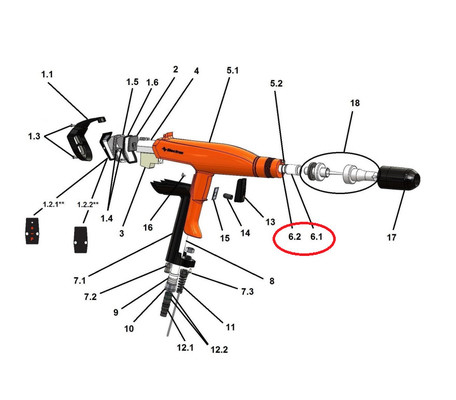 Top Powder Pipe Assembly Elektron E-Gun C1/C2 El tabancası