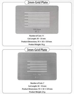 1 mm ızgara kesicisi, rehber plaka ve aletlerle tam çapraz kesim yapışkanlık testi kiti