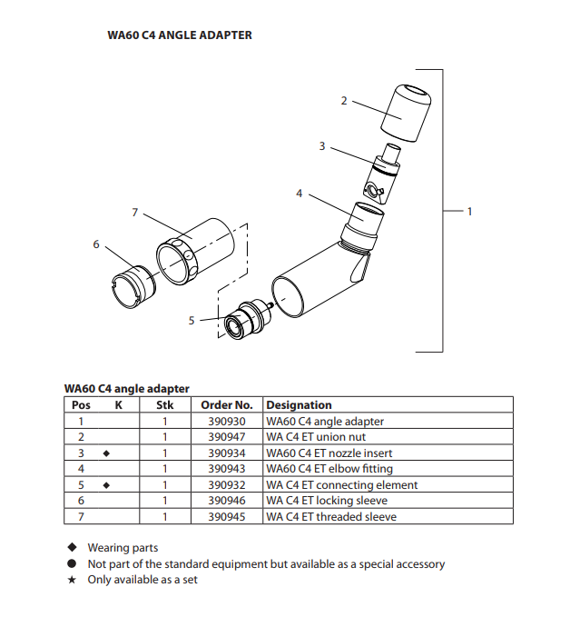 PEA - C4 - Hicoat Otomatik Barut püskürtme tabancası 390930 60 derece açı adaptörü WA60 C4 PEA-C4XL-S Corona 3